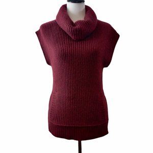 Club Monaco Womens Size XS Maroon 100% Cashmere Cowl Ribbed Sleeveless Sweater